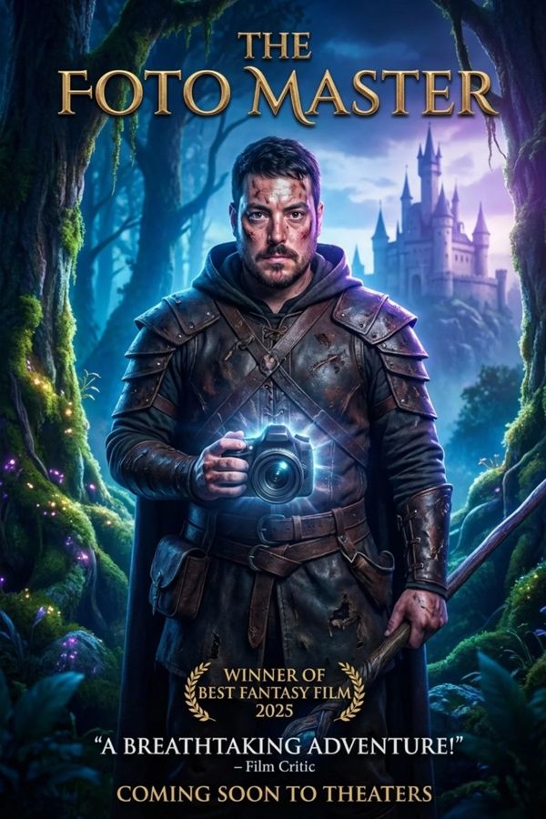 Gost na AI filmskem plakatu